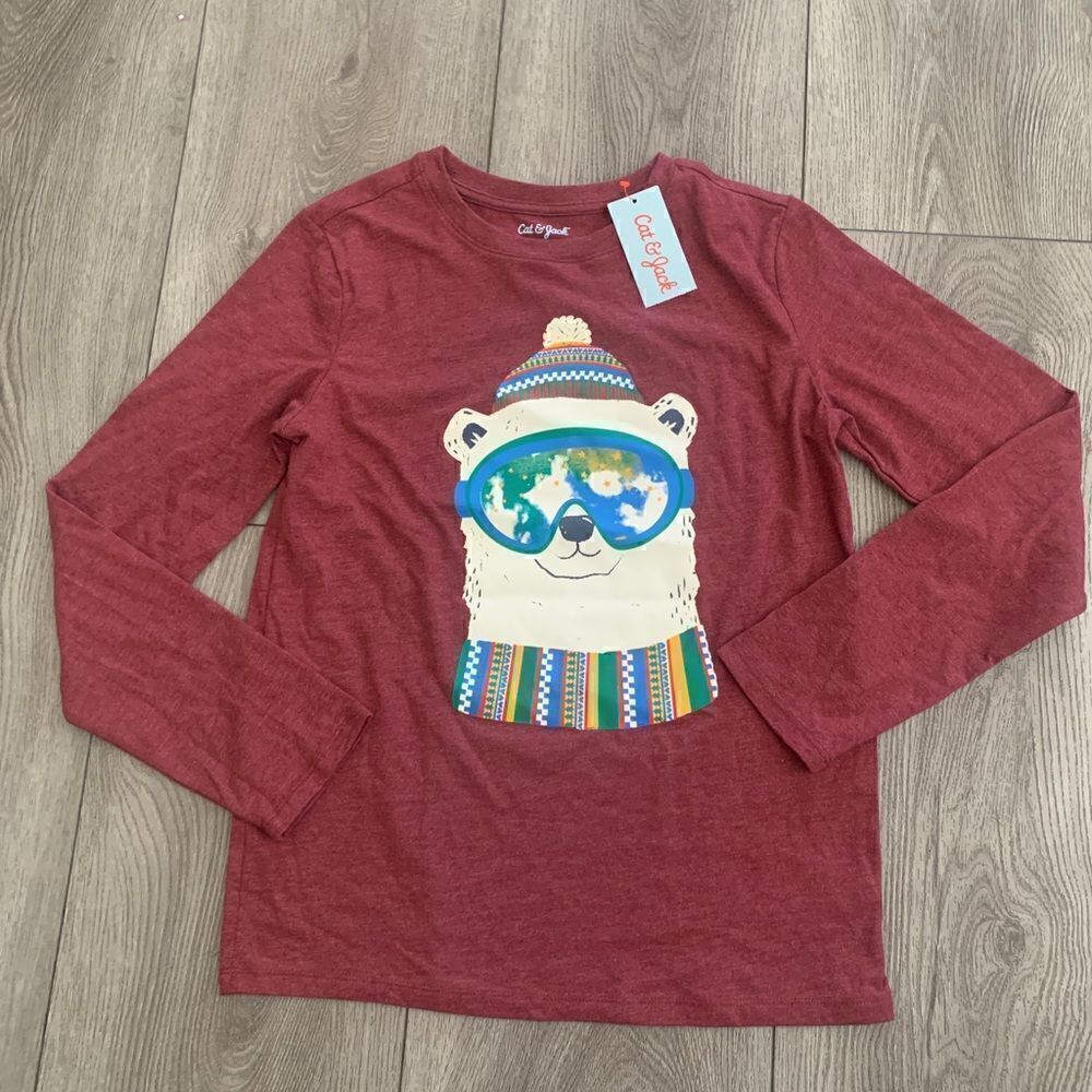 Cat and Jack long sleeve bear graphic t shirt